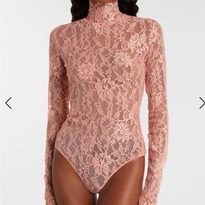Naked Wardrobe Lace Bodysuit - Blush Pink
